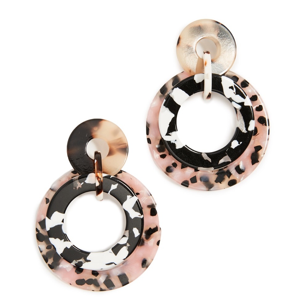 Lele Sadoughi Large Banded Hoop Earrings Marble